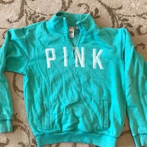 Pink brand sweatshirt.